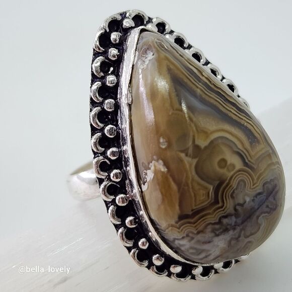 Crazy Lace Agate Ethnic Handmade Ring Jewelry US Size 9 - Picture 7 of 7